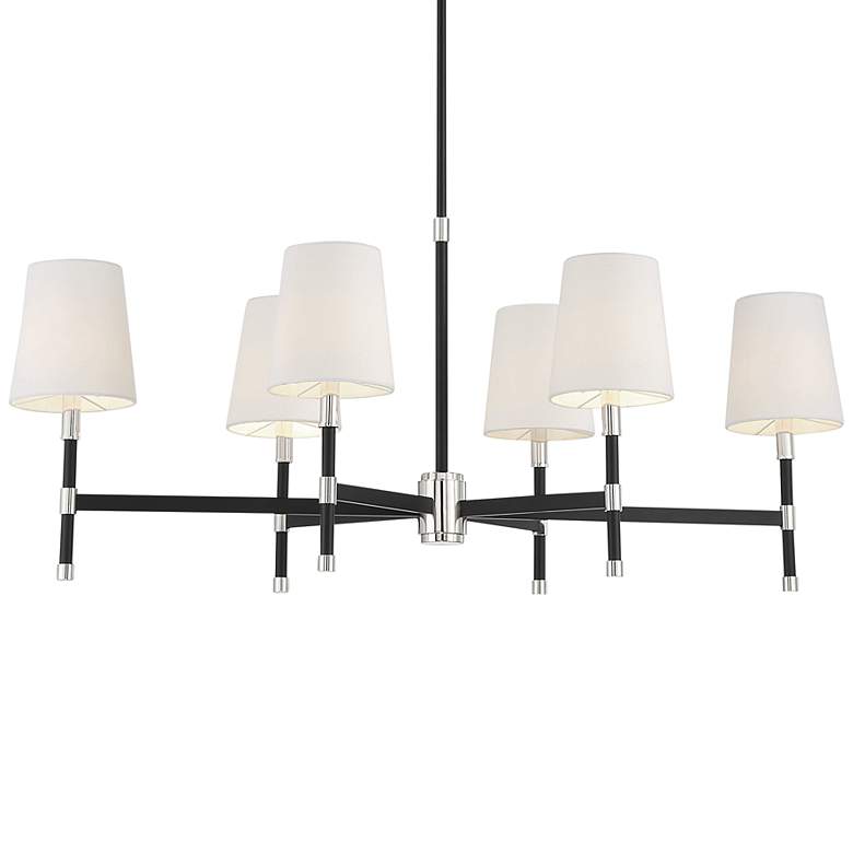 Image 1 Savoy House Brody Matte Black & Polished Nickel Accents Chandelier