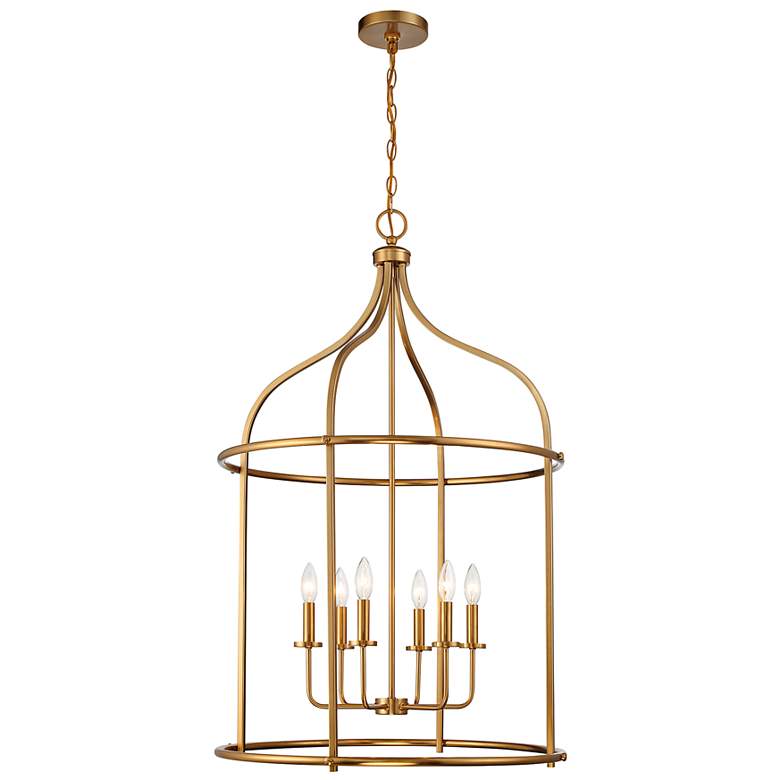 Image 1 Savoy House Brookstone 26" Wide Warm Brass 6-Light Pendant