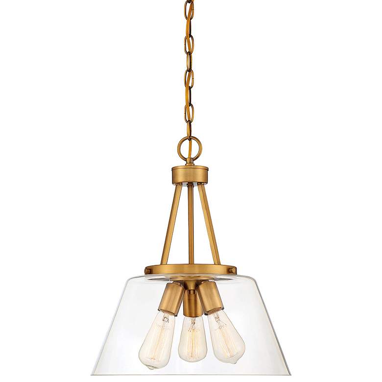 Image 1 Savoy House Calhoun 15" Wide Warm Brass 3-Light Pendant