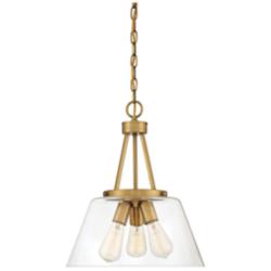 Savoy House Calhoun 15" Wide Warm Brass 3-Light Pendant