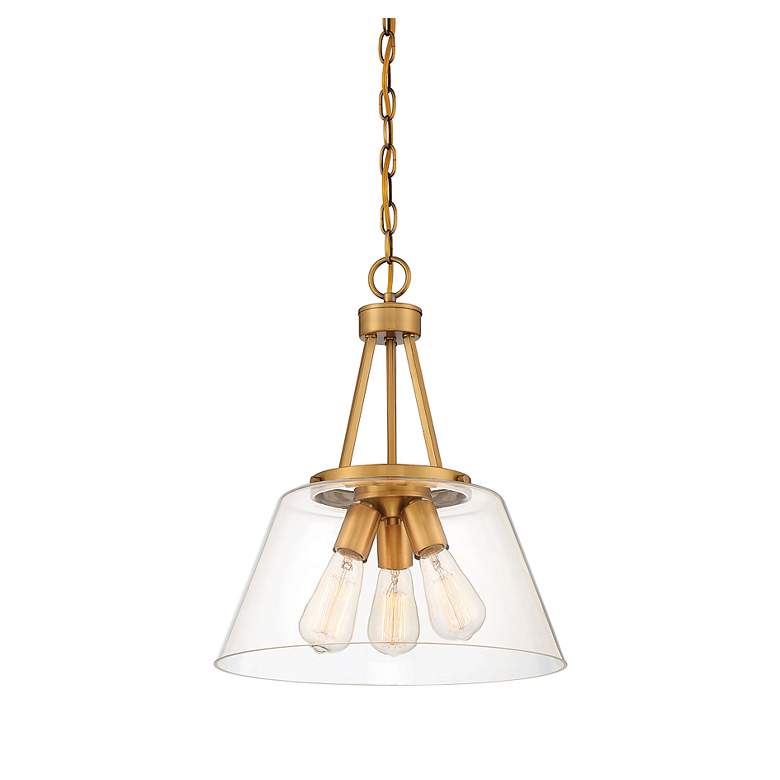 Image 3 Savoy House Calhoun 15" Wide Warm Brass 3-Light Pendant more views