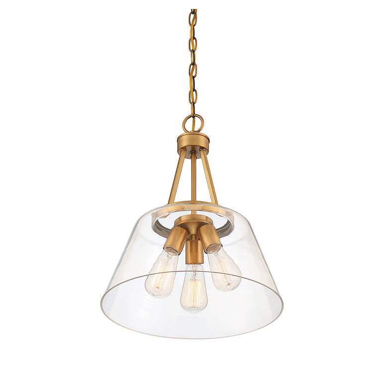 Image 4 Savoy House Calhoun 15" Wide Warm Brass 3-Light Pendant more views