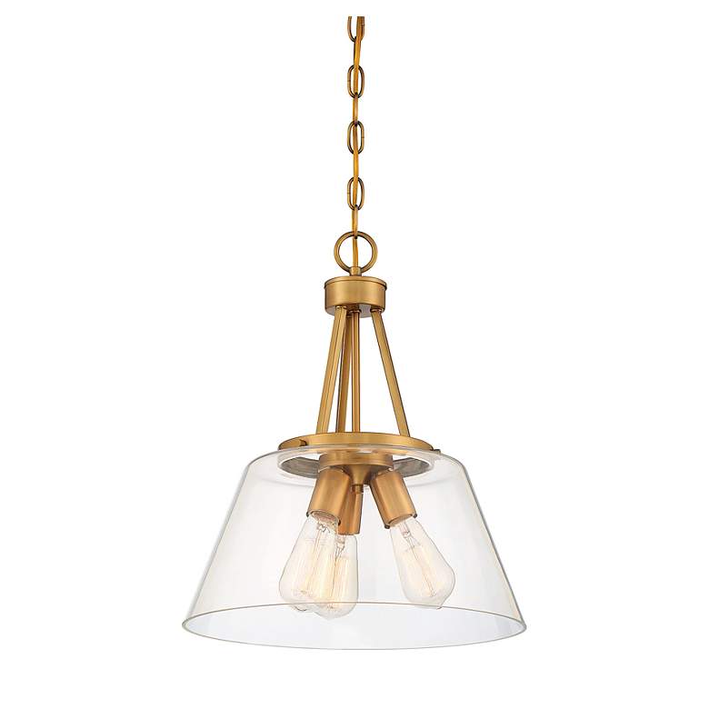 Image 5 Savoy House Calhoun 15" Wide Warm Brass 3-Light Pendant more views