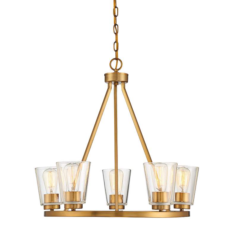 Image 1 Savoy House Calhoun 25" Wide Warm Brass 5-Light Chandelier