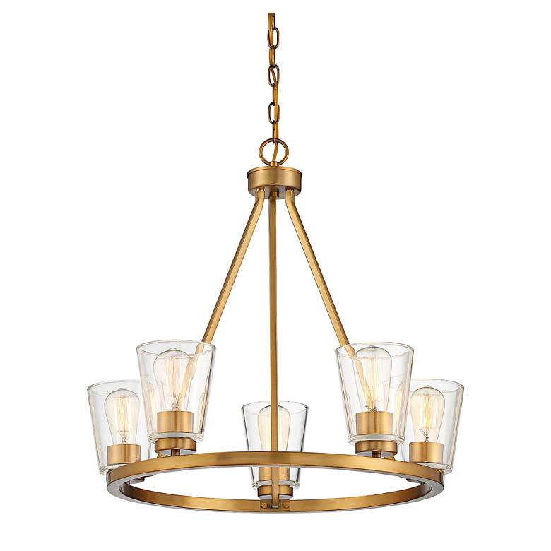 Image 4 Savoy House Calhoun 25" Wide Warm Brass 5-Light Chandelier more views