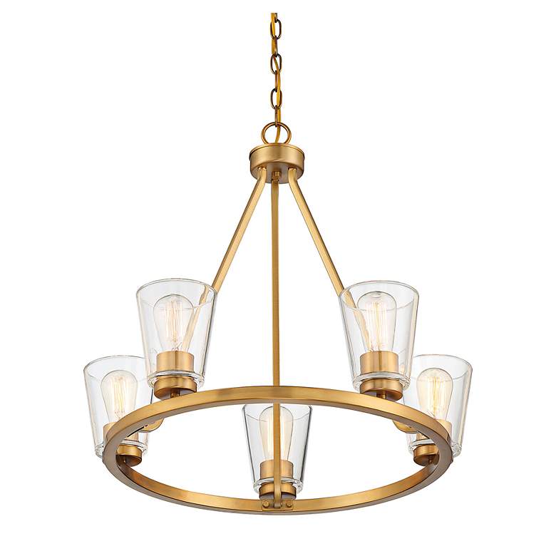 Image 5 Savoy House Calhoun 25" Wide Warm Brass 5-Light Chandelier more views