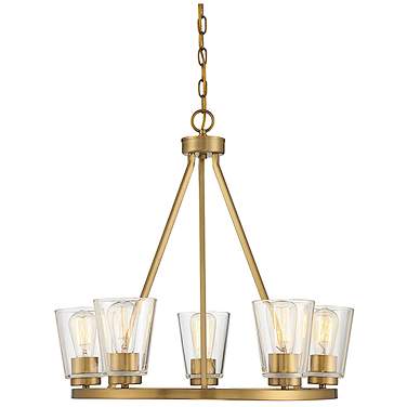 Savoy House Calhoun 25" Wide Warm Brass 5-Light Chandelier