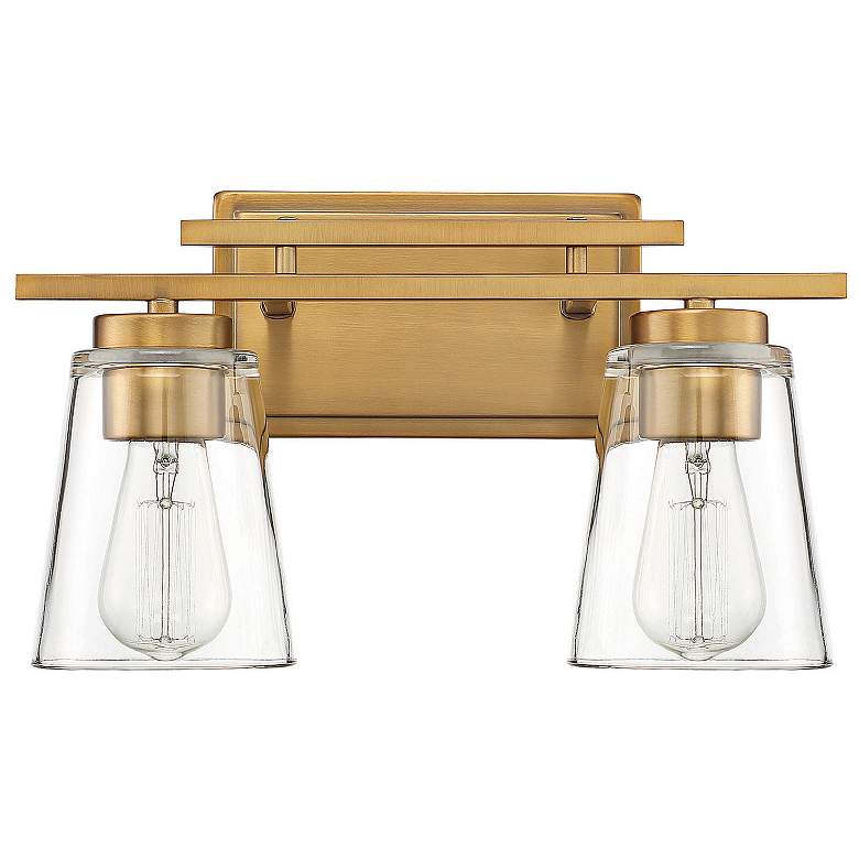Image 3 Savoy House Calhoun 8 3/4"H Warm Brass 2-Light Wall Sconce more views