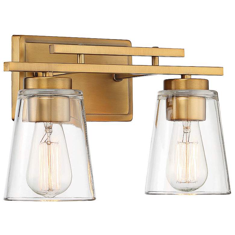 Image 5 Savoy House Calhoun 8 3/4"H Warm Brass 2-Light Wall Sconce more views