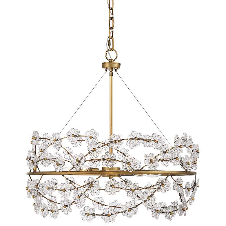 Image 1 Savoy House Camille 24 inch Wide Warm Brass 5-Light Chandelier