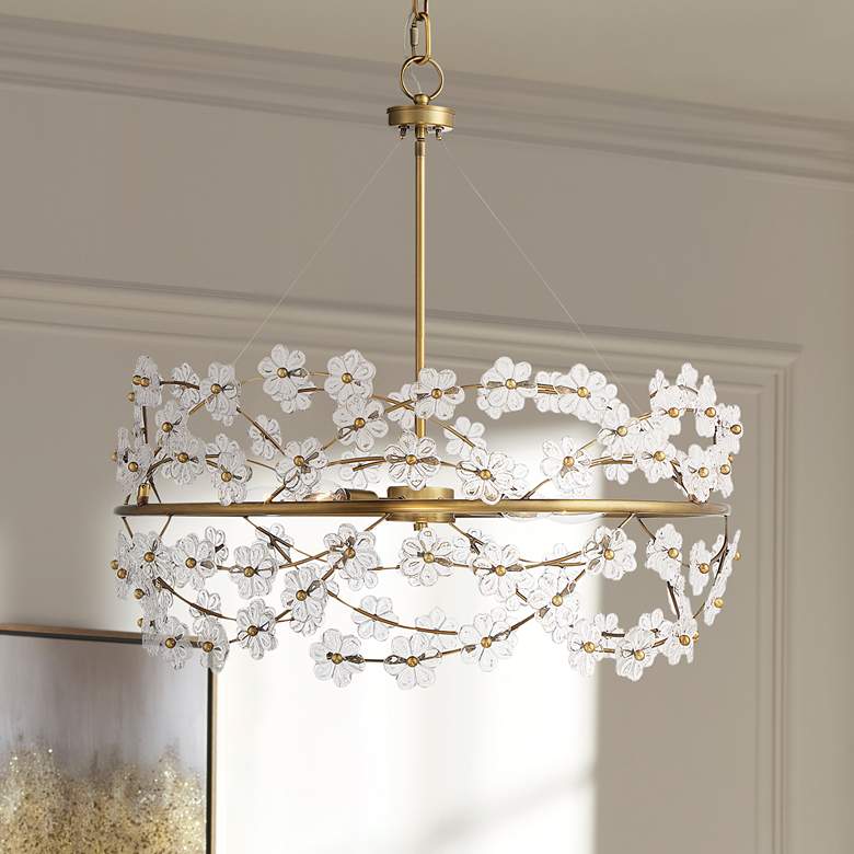 Image 1 Savoy House Camille 24" Wide Warm Brass 5-Light Chandelier
