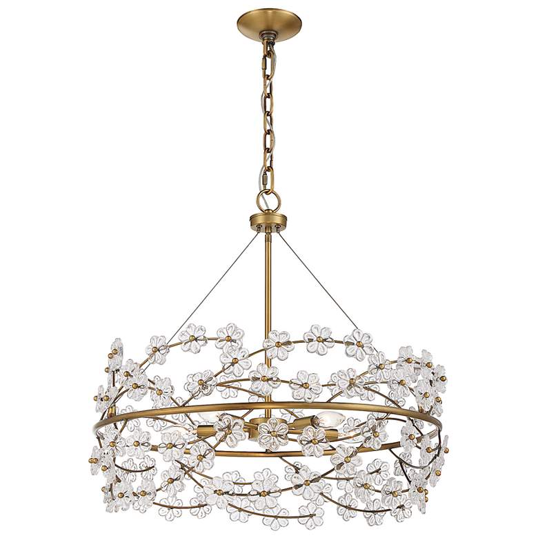 Image 4 Savoy House Camille 24 inch Wide Warm Brass 5-Light Chandelier more views