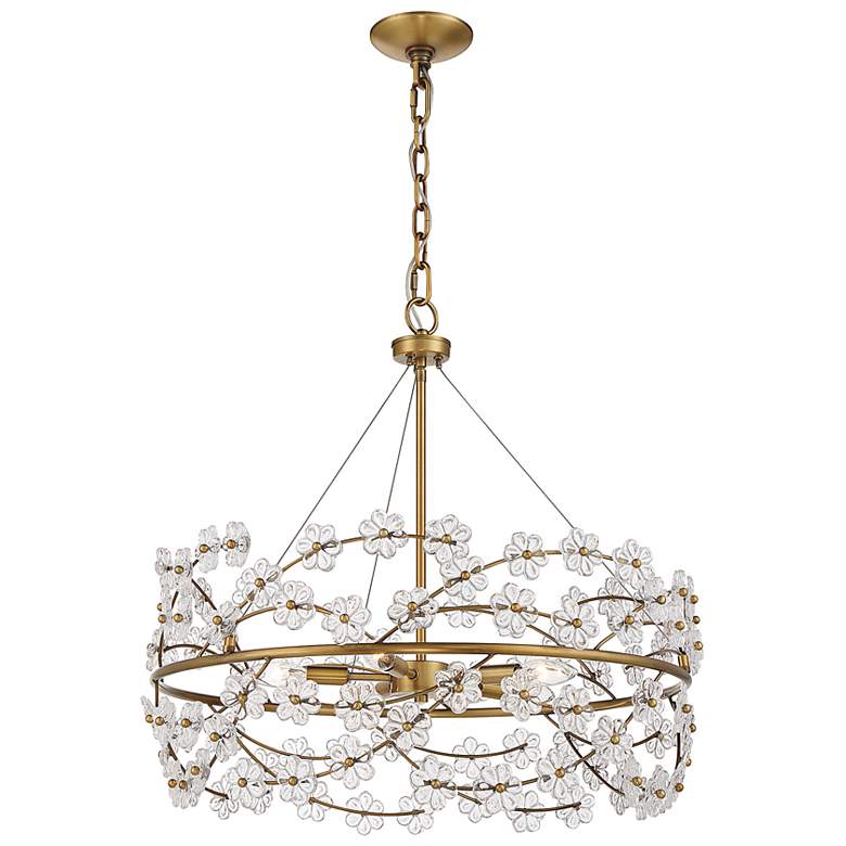 Image 4 Savoy House Camille 24 inch Wide Warm Brass 5-Light Chandelier more views