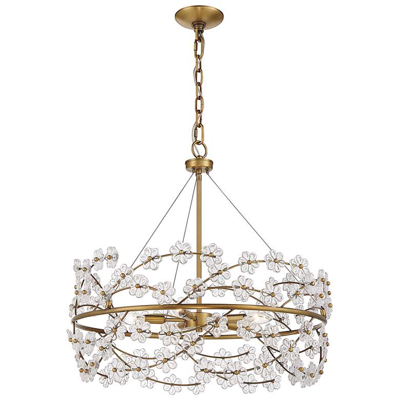 Image 5 Savoy House Camille 24" Wide Warm Brass 5-Light Chandelier more views
