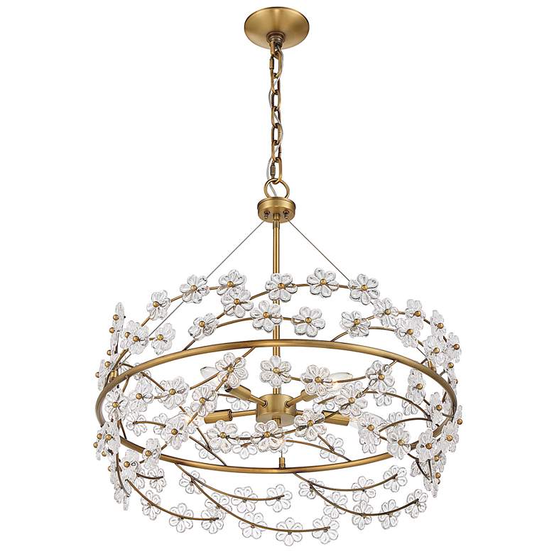 Image 5 Savoy House Camille 24 inch Wide Warm Brass 5-Light Chandelier more views