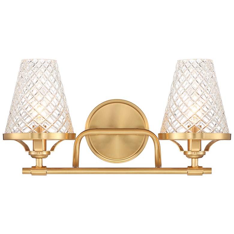Image 1 Savoy House Candler 8 3/4"H Warm Brass 2-Light Wall Sconce