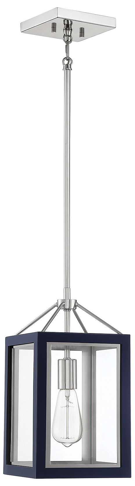 Image 2 Savoy House Carlton 8" Wide Navy with Polished Nickel Accents Pendant more views