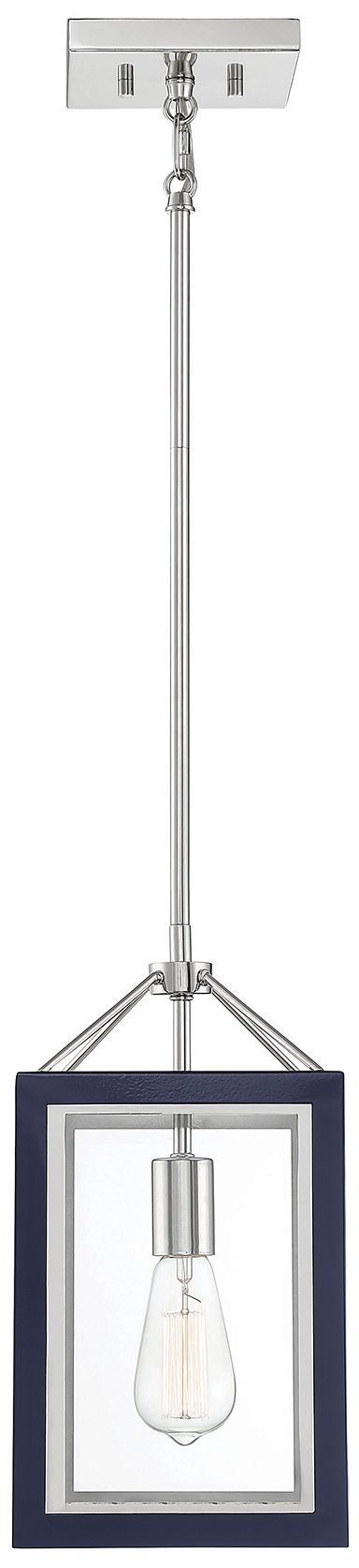 Image 5 Savoy House Carlton 8" Wide Navy with Polished Nickel Accents Pendant more views