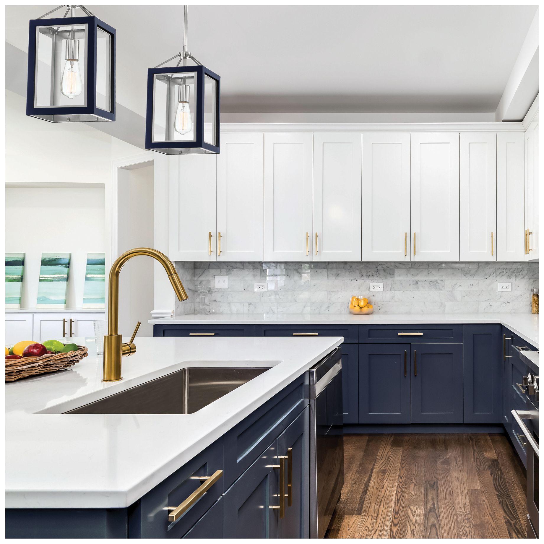 Image 7 Savoy House Carlton 8" Wide Navy with Polished Nickel Accents Pendant more views