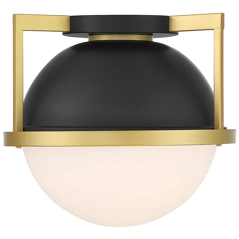 Image 1 Savoy House Carlysle 15" Matte Black with Warm Brass 1-Light Ceiling L