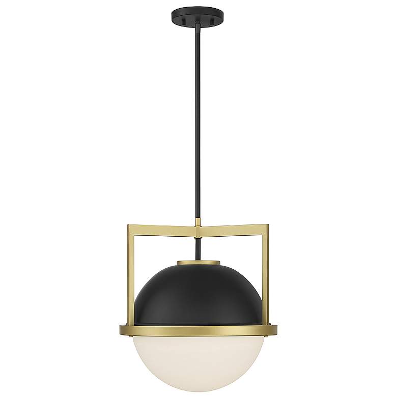 Image 1 Savoy House Carlysle 15 inch Wide Matte Black with Warm Brass 1-Light Pend