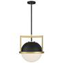Savoy House Carlysle 15" Wide Matte Black with Warm Brass 1-Light Pend
