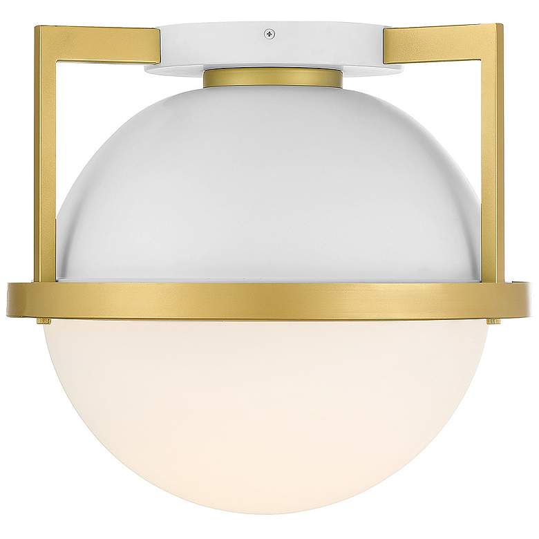 Image 1 Savoy House Carlysle 15 inch Wide White with Warm Brass 1-Light Ceiling Li