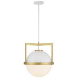 Savoy House Carlysle 15&quot; Wide White with Warm Brass 1-Light Pendant