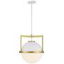 Savoy House Carlysle 15" Wide White with Warm Brass 1-Light Pendant