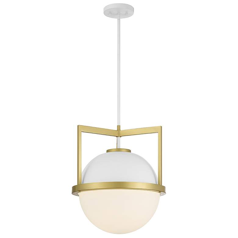 Image 3 Savoy House Carlysle 15" Wide White with Warm Brass 1-Light Pendant more views