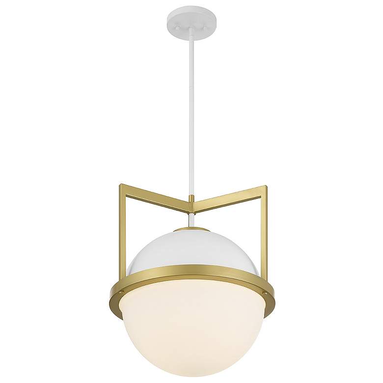 Image 4 Savoy House Carlysle 15" Wide White with Warm Brass 1-Light Pendant more views