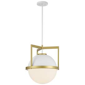 Image5 of Savoy House Carlysle 15" Wide White with Warm Brass 1-Light Pendant more views