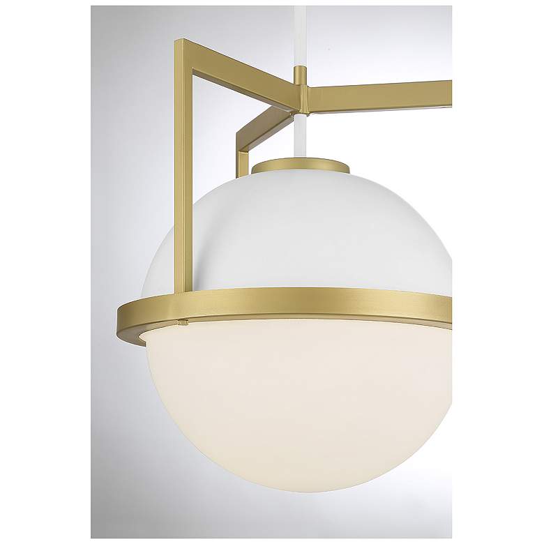 Image 6 Savoy House Carlysle 15" Wide White with Warm Brass 1-Light Pendant more views