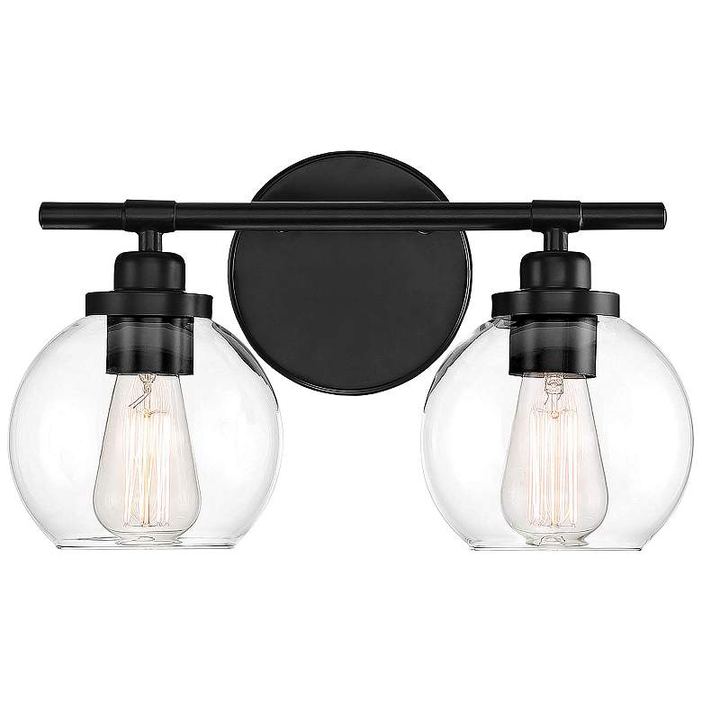 Image 1 Savoy House Carson 14" Wide Matte Black 2-Light Wall Sconce
