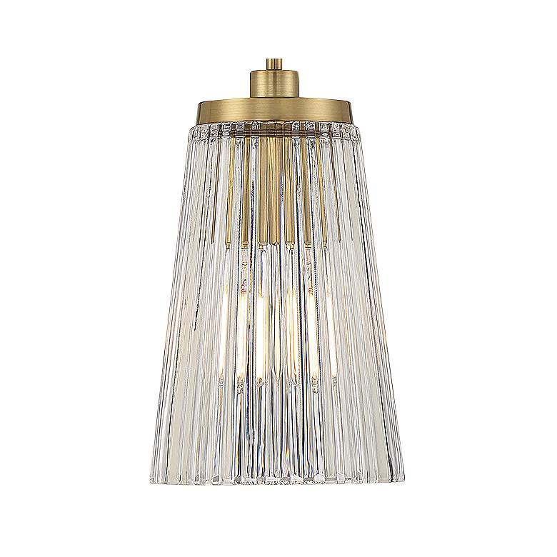 Image 2 Savoy House Chantilly 8"W Brass Ribbed Glass Mini Pendant more views