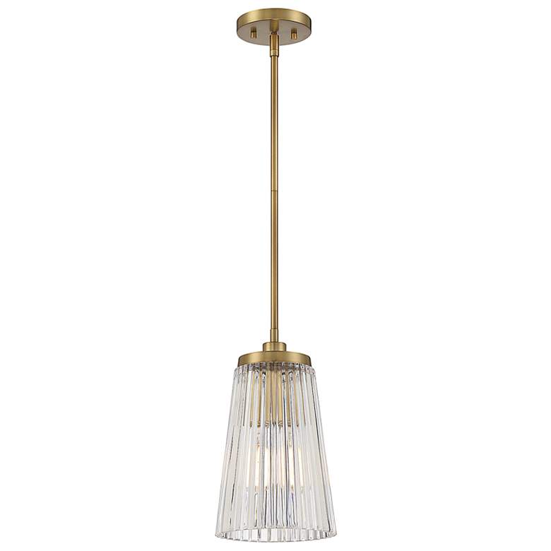 Image 3 Savoy House Chantilly 8"W Brass Ribbed Glass Mini Pendant more views