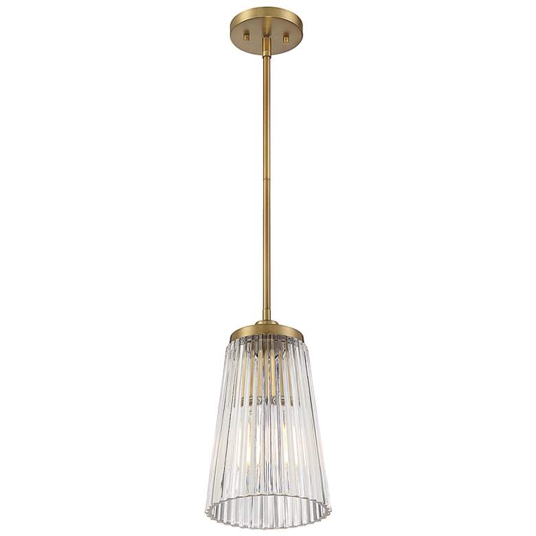 Image 4 Savoy House Chantilly 8"W Brass Ribbed Glass Mini Pendant more views