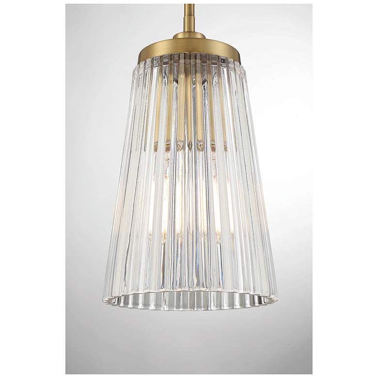 Image 5 Savoy House Chantilly 8"W Brass Ribbed Glass Mini Pendant more views