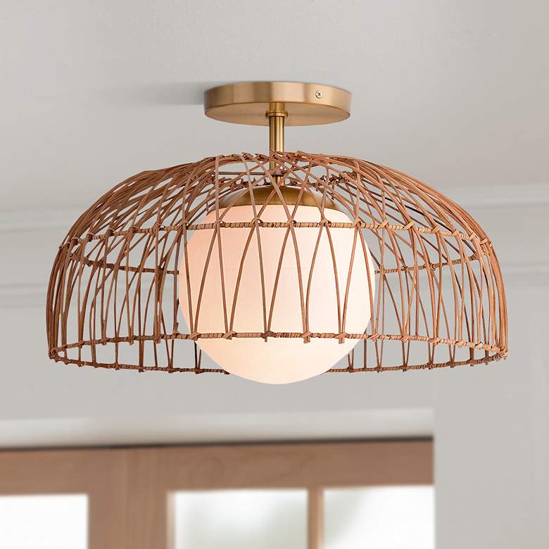 Image 1 Savoy House Convertible 18" Wide Natural Brass Ceiling Light