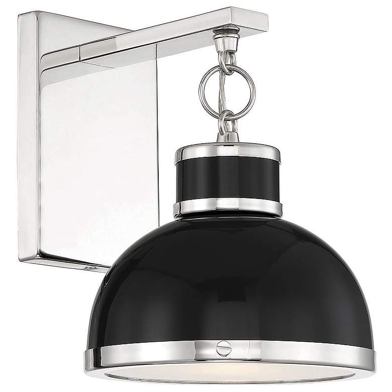 Image 5 Savoy House Corning 11" High Black with Polished Nickel Accents Wall S more views