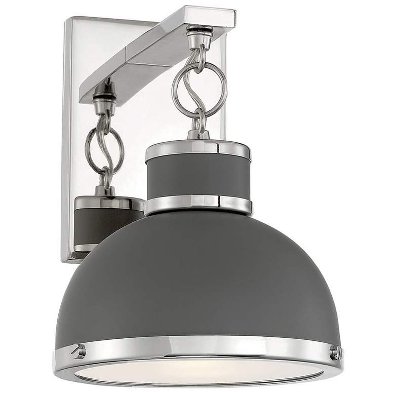 Image 1 Savoy House Corning 11" High Gray with Polished Nickel Accents Wall Sc