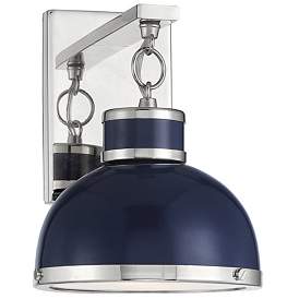 Image1 of Savoy House Corning 11" High Navy with Polished Nickel Accents Wall Sc