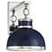 Savoy House Corning 11" High Navy with Polished Nickel Accents Wall Sc