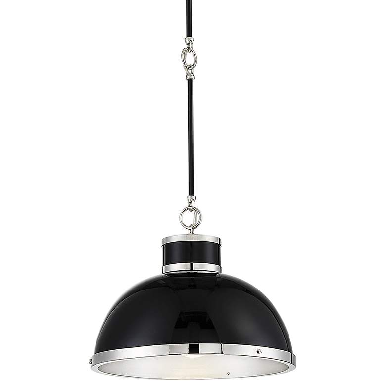 Image 1 Savoy House Corning 16" Wide Black with Polished Nickel Accents Pendan