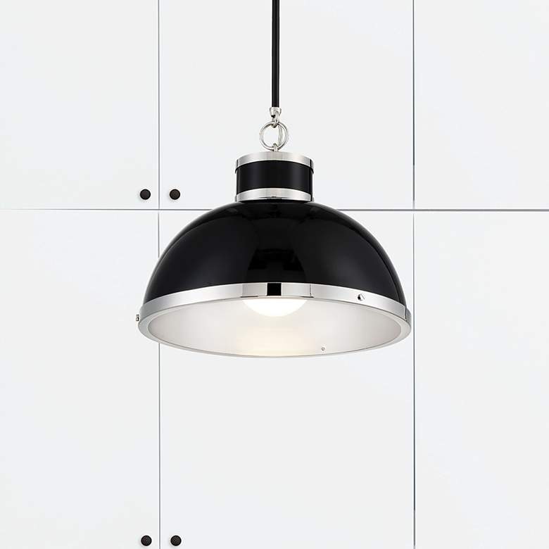 Image 1 Savoy House Corning 16" Wide Black with Polished Nickel Accents Pendan