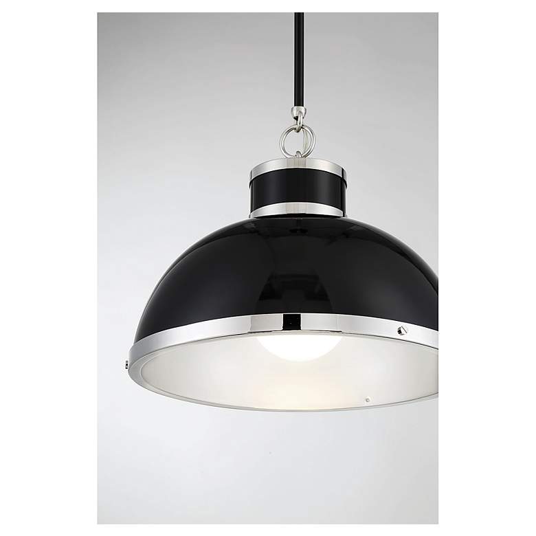 Image 3 Savoy House Corning 16" Wide Black with Polished Nickel Accents Pendan more views