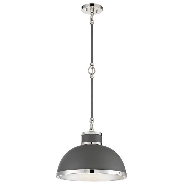 Image 1 Savoy House Corning 16 inch Wide Gray with Polished Nickel Accents Pendant
