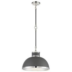 Savoy House Corning 16&quot; Wide Gray with Polished Nickel Accents Pendant