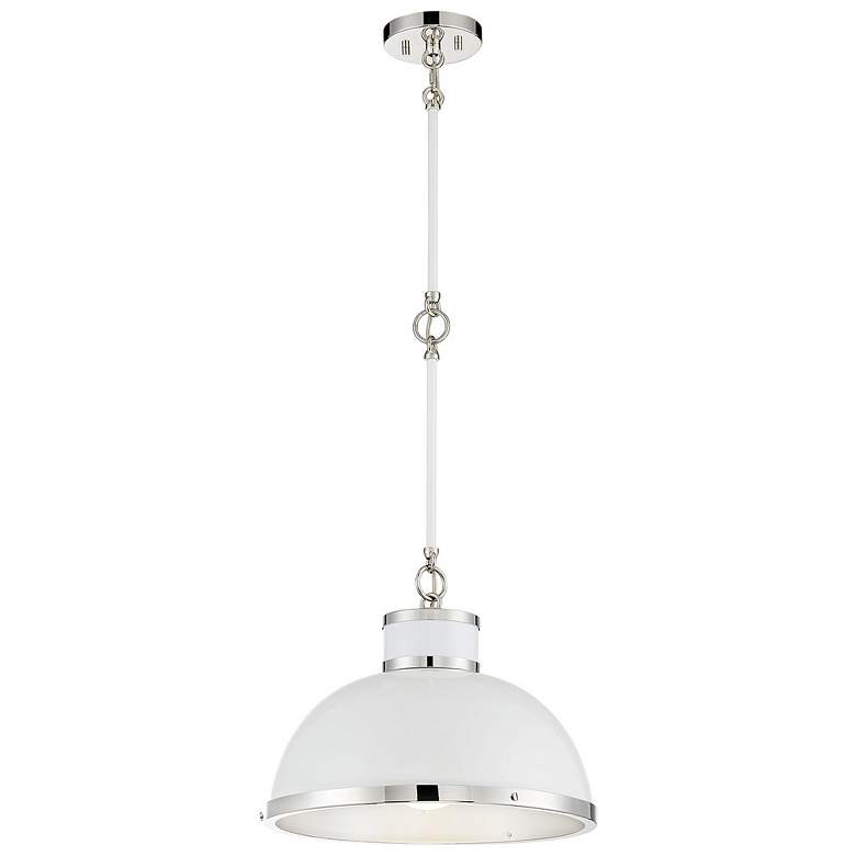 Image 1 Savoy House Corning 16 inch Wide White with Polished Nickel Accents Pendan