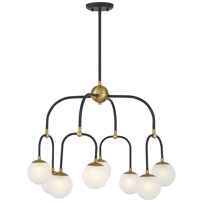 Image 1 Savoy House Couplet 25 inch Wide Matte Black with Warm Brass 8-Light Chand